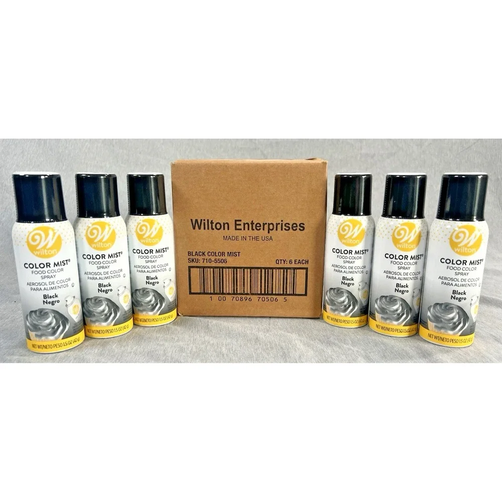 6 WILTON 1.5 Oz BLACK COLOR MIST FOOD SPARY Baking HOLIDAY WEDDING CAKES cupcake